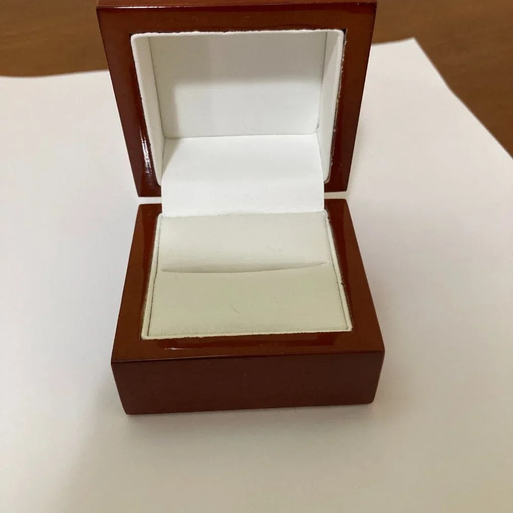 Lacquered Brown Wood Ring Box